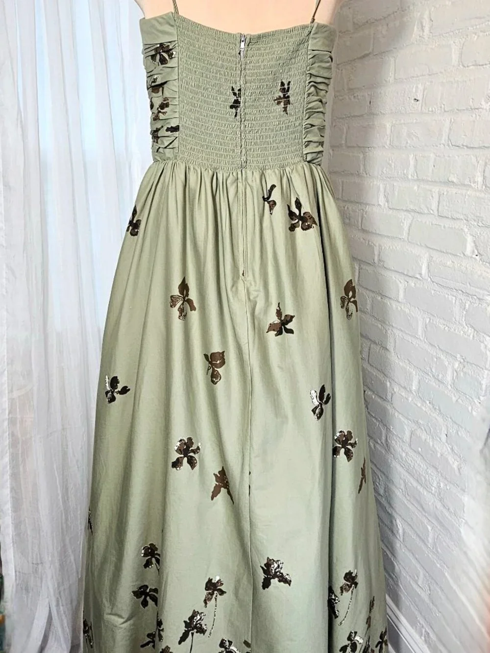 Reformation Kastoria Iris Border Dress Size 12 NWT Smocked Bodice Floral Maxi - Picture 8 of 16